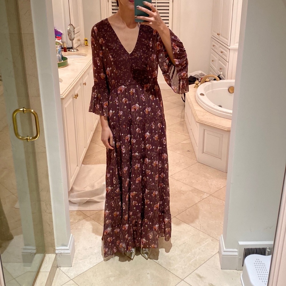 Ulla Johnson x Barney’s Maxi Burgundy Floral Dress